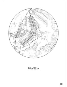 Affiche Brasilia – Poster carte de ville 10km | Gravura – Fond clair 2
