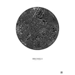 Brussels Satellite View Poster 2.5km B&W | Gravura – Light background
