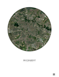 Affiche Bucharest – Poster vue satellite 10km Couleur | Gravura – Fond clair