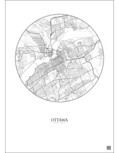 Affiche Ottawa – Poster carte de ville 10km | Gravura – Fond clair 2