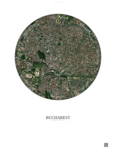 Affiche Bucharest – Poster vue satellite 2.5km Couleur | Gravura – Fond clair