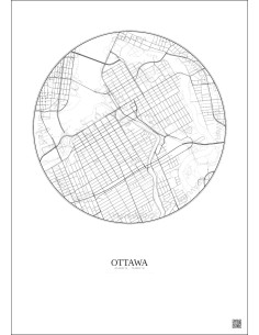Affiche Ottawa – Poster carte de ville 2.5km | Gravura – Fond clair 2