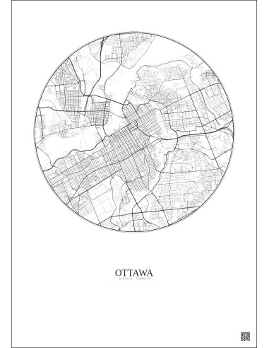 Ottawa City Map Poster 6km | Gravura – Light background