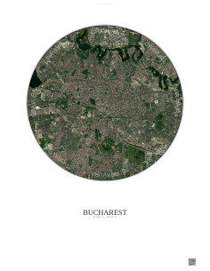 Affiche Bucharest – Poster vue satellite 6km Couleur | Gravura – Fond clair