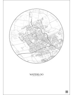 Waterloo City Map Poster 10km | Gravura – Light background 2