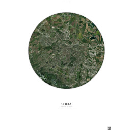 Sofia Satellite View Poster 10km Color | Gravura – Light background