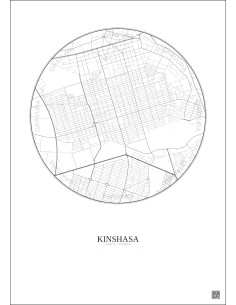Kinshasa City Map Poster 2.5km | Gravura – Light background 2