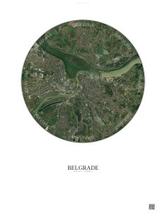 Affiche Belgrade – Poster vue satellite 10km Couleur | Gravura – Fond clair