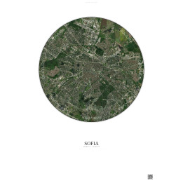 Sofia Satellite View Poster 6km Color | Gravura – Light background