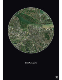 Affiche Belgrade – Poster vue satellite 6km Couleur | Gravura – Fond foncé