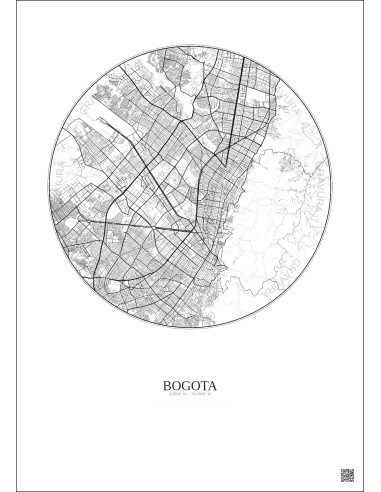 Bogota City Map Poster 10km | Gravura – Light background