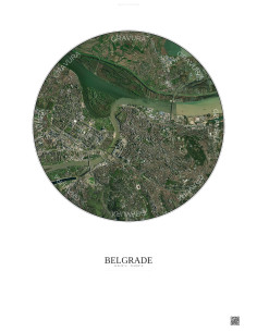 Affiche Belgrade – Poster vue satellite 6km Couleur | Gravura – Fond clair