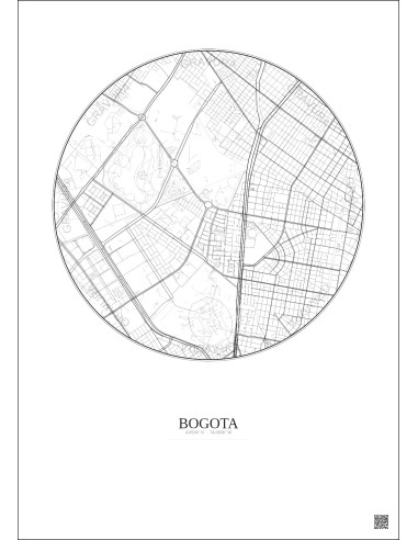 Bogota City Map Poster 2.5km | Gravura – Light background