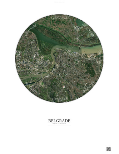 Belgrade Satellite View Poster 6km Color | Gravura – Light background