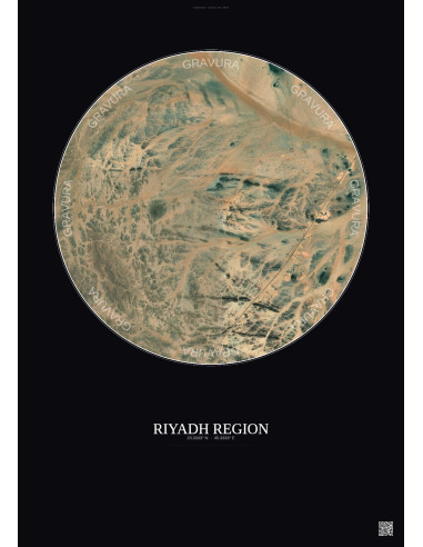 Riyadh Region Satellite View Poster 10km Color | Gravura – Dark background