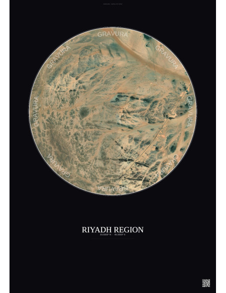Riyadh Region Satellite View Poster 10km Color | Gravura – Dark background