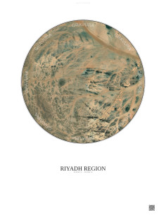 Riyadh Region Satellite View Poster 10km Color | Gravura – Light background