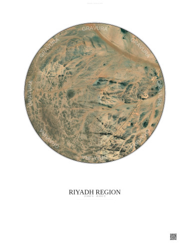 Affiche Riyadh Region – Poster vue satellite 10km Couleur | Gravura – Fond clair