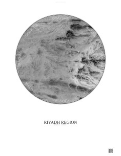 Riyadh Region Satellite View Poster 2.5km B&W | Gravura – Light background