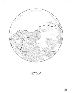 Havana City Map Poster 6km | Gravura – Light background 2