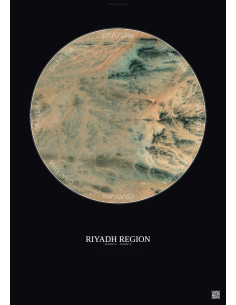 Riyadh Region Satellite View Poster 2.5km Color | Gravura – Dark background