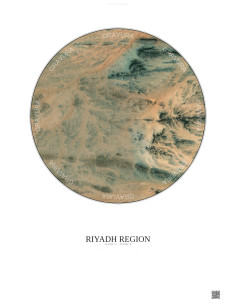 Riyadh Region Satellite View Poster 2.5km Color | Gravura – Light background