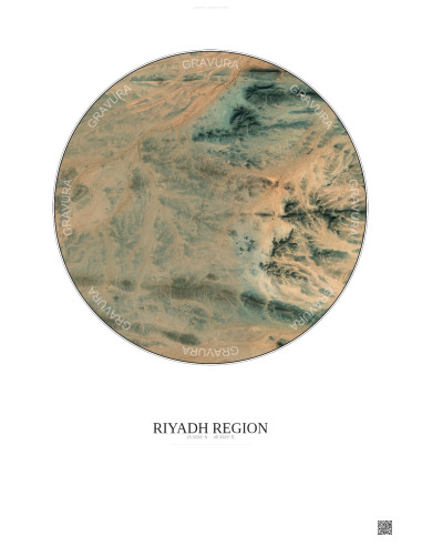 Riyadh Region Satellite View Poster 2.5km Color | Gravura – Light background