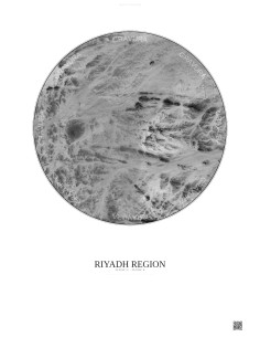 Riyadh Region Satellite View Poster 6km B&W | Gravura – Light background