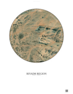 Riyadh Region Satellite View Poster 6km Color | Gravura – Light background
