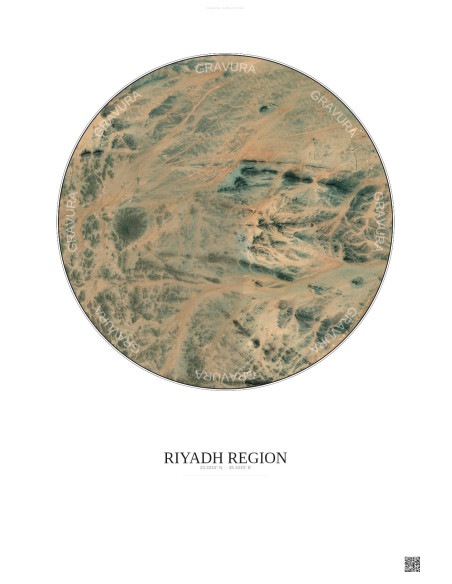 Affiche Riyadh Region – Poster vue satellite 6km Couleur | Gravura – Fond clair