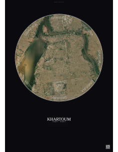 Khartoum Satellite View Poster 10km Color | Gravura – Dark background