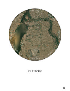 Khartoum Satellite View Poster 10km Color | Gravura – Light background