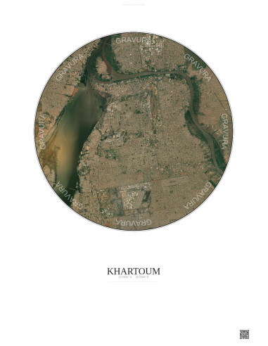 Khartoum Satellite View Poster 10km Color | Gravura – Light background