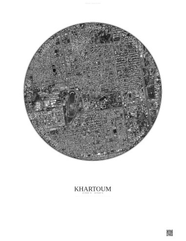 Khartoum Satellite View Poster 2.5km B&W | Gravura – Light background