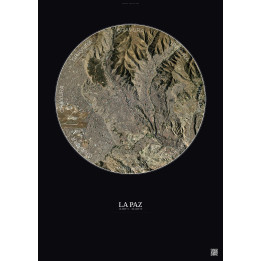 La Paz Satellite View Poster 6km Color | Gravura – Dark background