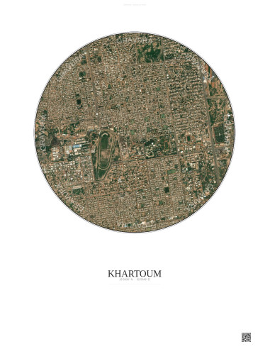 Khartoum Satellite View Poster 2.5km Color | Gravura – Light background
