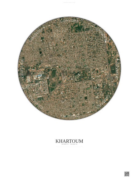 Khartoum Satellite View Poster 2.5km Color | Gravura – Light background