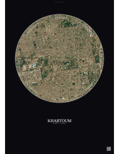 Khartoum Satellite View Poster 2.5km Color | Gravura – Dark background