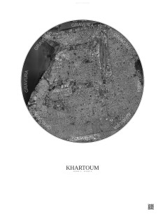 Khartoum Satellite View Poster 6km B&W | Gravura – Light background