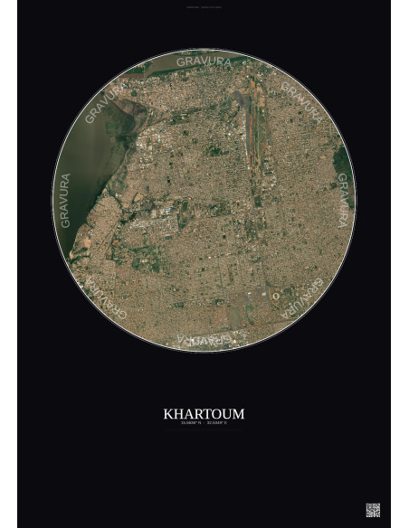 Khartoum Satellite View Poster 6km Color | Gravura – Dark background