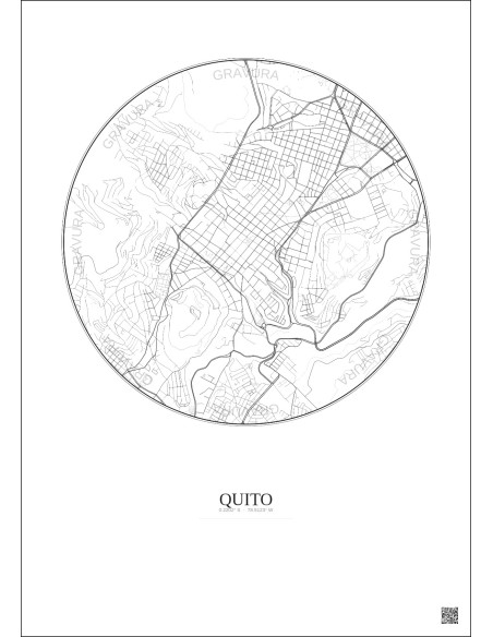 Quito City Map Poster 2.5km | Gravura – Light background