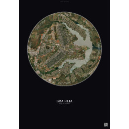 Affiche Brasilia – Poster vue satellite 10km Couleur | Gravura – Fond foncé