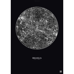 Brasilia Satellite View Poster 2.5km B&W | Gravura – Dark background