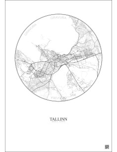 Tallinn City Map Poster 10km | Gravura – Light background 2