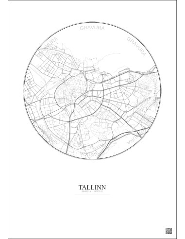 Tallinn City Map Poster 2.5km | Gravura – Light background