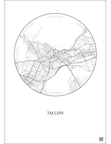 Tallinn City Map Poster 6km | Gravura – Light background