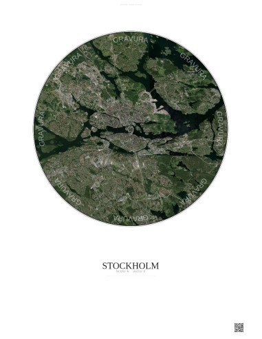 Affiche Stockholm – Poster vue satellite 10km Couleur | Gravura – Fond clair