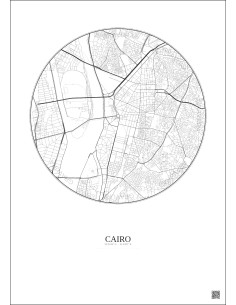 Cairo City Map Poster 2.5km | Gravura – Light background 2