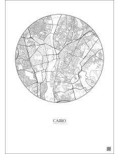 Affiche Cairo – Poster carte de ville 6km | Gravura – Fond clair 2