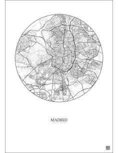 Affiche Madrid – Poster carte de ville 10km | Gravura – Fond clair 2